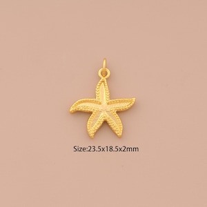 18K Gold Starfish Charms,Starfish Charms Pendants,Starfish Charm for DIY Jewelry Making Supply