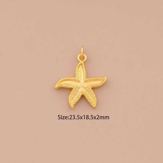 18K Gold Starfish Charms,Starfish Charms Pendants,Starfish Charm for DIY Jewelry Making Supply