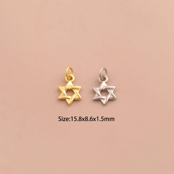 18K Gold David Star Charms,Jewish Star Charms Pendants,Starburst Charm for DIY Jewelry Making Supply