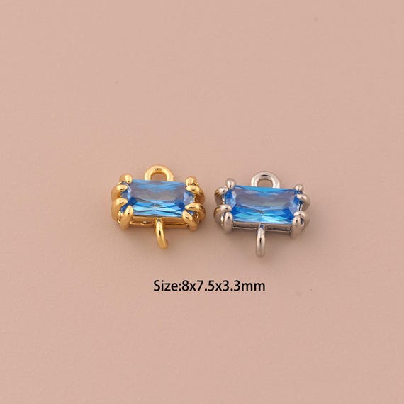 18K Gold Square Connector,CZ Pave Minimalist Connector Charms,Square Connector for DIY Jewelry Making Supply