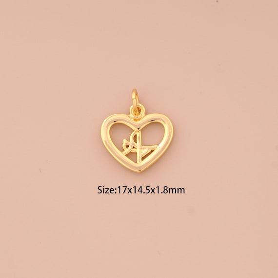 18K Gold Heart Charms,Fe Charms Pendants,Heart Charm for DIY Jewelry Making Supply