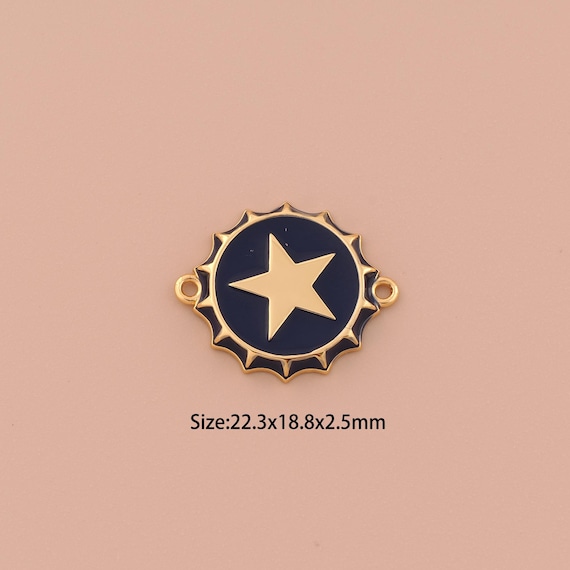 18K Gold Bottle Cap Connector,Minimalist Connector Charms,Star Connector for DIY Jewelry Making Supply
