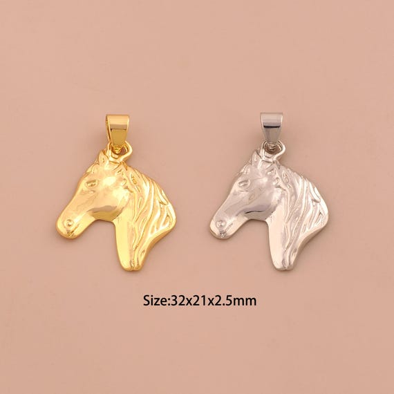 18K Gold Horse Charms,Animal Charms Pendants,Horse Charm for DIY Jewelry Making Supply
