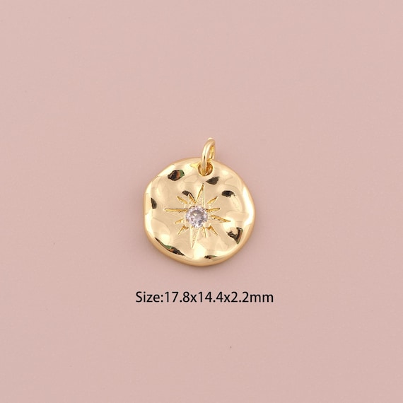 18K Gold Polaris Charms,CZ Pave Minimalist Charms Pendants,Polaris Charm for DIY Jewelry Making Supply