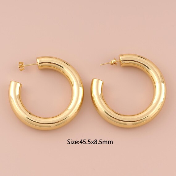 18K Gold Open Stud Earrings,Wide Stud Earrings,Thick Stud Earrings,Hypoallergenic Stud Earrings,Gift for Her