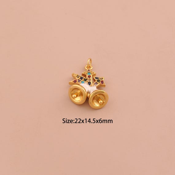18K Gold Christmas Bell Charms,CZ Pave Christmas Charms Pendants,Enamel Bell Charm for DIY Jewelry Making Supply