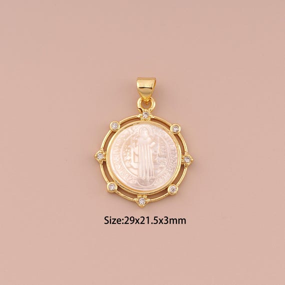 18K Gold Jesus Charms,CZ Pave Minimalist Charms Pendants,Fritillary Christian Charm for DIY Jewelry Making Supply