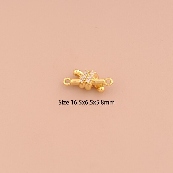 18K Gold Twist Connector,CZ Pave Twist Connector Charms,Twist Connector for DIY Jewelry Making Supply