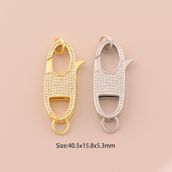 18K Gold Lobster Clasp,CZ Pave Lobster Clasp,Lobster Clasp for DIY Jewelry Making Supply