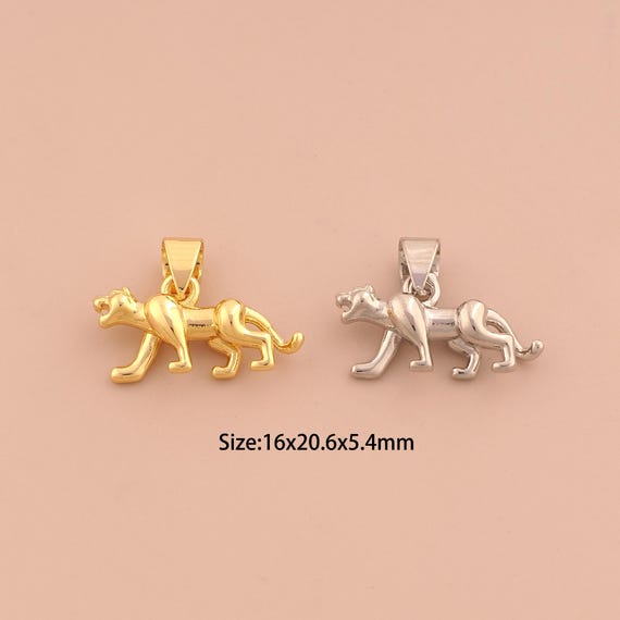 18K Gold Leopard Charms,Animal Charms Pendants,Leopard Charm for DIY Jewelry Making Supply