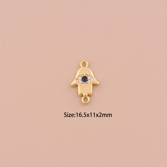 18K Gold Hamsa Charms,CZ Pave Minimalist Charms Pendants,Evil Eye Charm for DIY Jewelry Making Supply