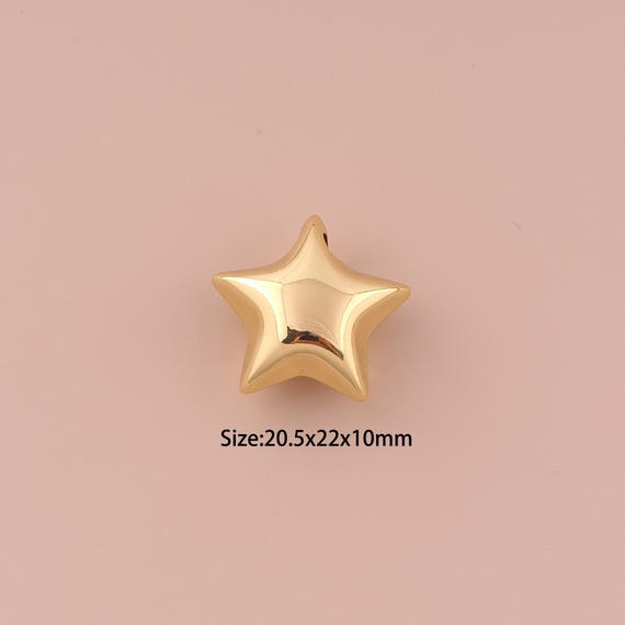18K Gold Star Spacer Bead,Minimalist Bead,Star Bead for DIY Jewelry Making Supply