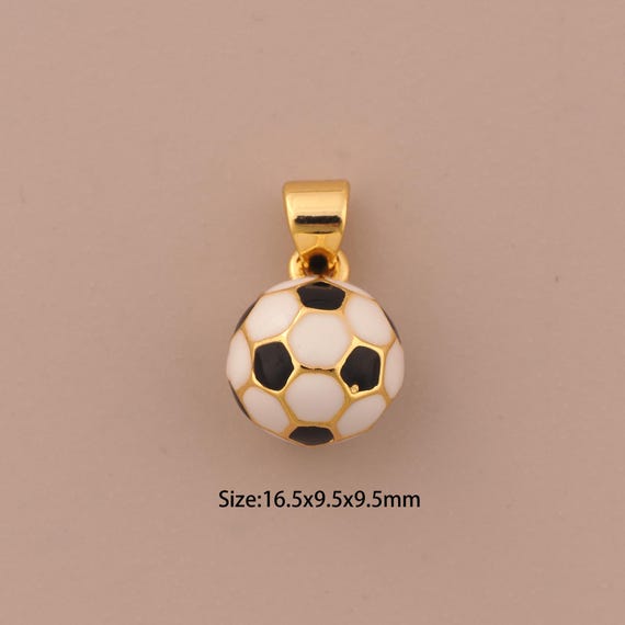 18K Gold Football Charms,Enamel Ball Charms Pendants,Football Charm for DIY Jewelry Making Supply