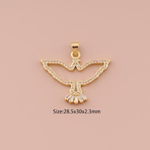 18K Gold Bald Eagle Charms,CZ Pave Minimalist Charms Pendants,Bald Eagle Charm for DIY Jewelry Making Supply