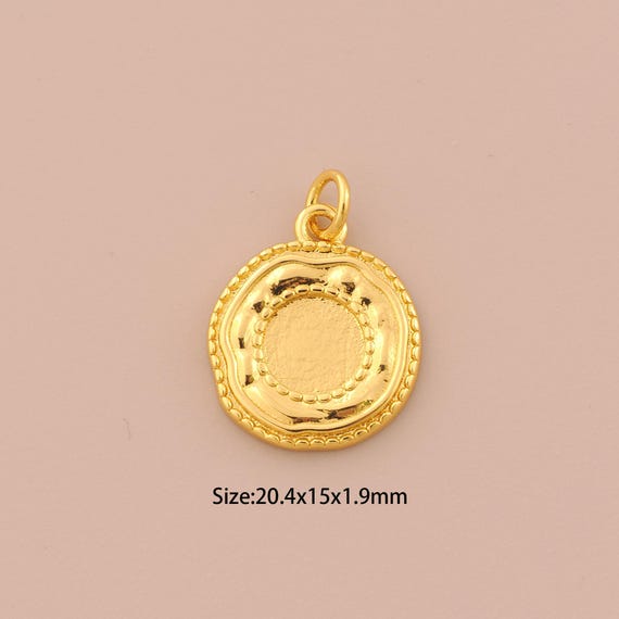 18K Gold Round Charms,Minimalist Charms Pendants,Round Charm for DIY Jewelry Making Supply