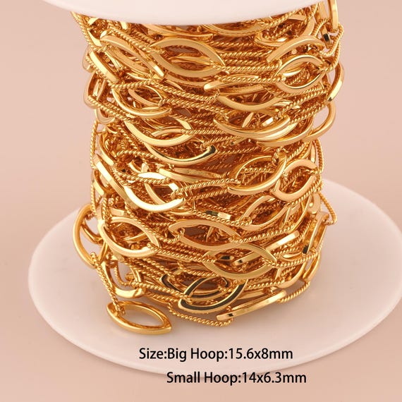 3.28 Feet 18K Gold Twist Chain,Special Chain,Semi-Finished Chain for DIY Jewelry Making Supply