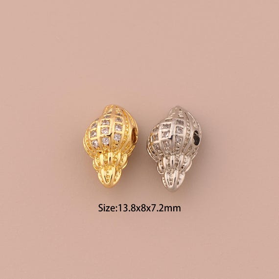 Micropavé Zirconia Conch Beads 18K Gold Filled Conch Beads,Conch Beads,DIY Jewelry Making Supplies,