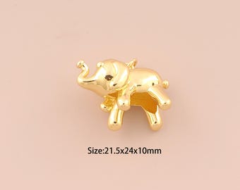 18K Gold Elephant Charms,Animal Charms Pendants,Elephant Charm for DIY Jewelry Making Supply
