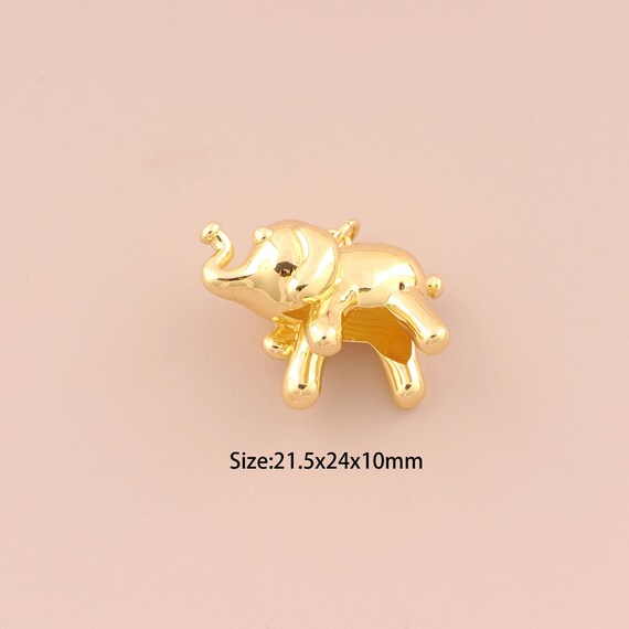 18K Gold Elephant Charms,Animal Charms Pendants,Elephant Charm for DIY Jewelry Making Supply