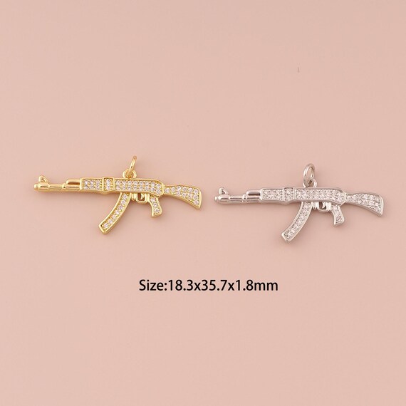 18K Gold Weapon Charms,CZ Pave Minimalist Charms Pendants,Weapon Charm for DIY Jewelry Making Supply