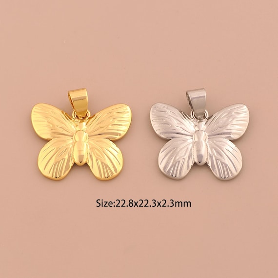 18K Gold Filled Butterfly Pendant,Enamel Insect Charm,CZ Pave Butterfly Charm, DIY Jewelry Supplies