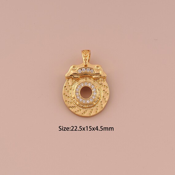 18K Gold Round Pendant Charms,CZ Pave Minimalist Charms Pendants,Round Pendant Charm for DIY Jewelry Making Supply