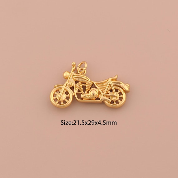 18K Gold Motorcycle Charms,Motorcycle Charms Pendants,Motorcycle Charm for DIY Jewelry Making Supply