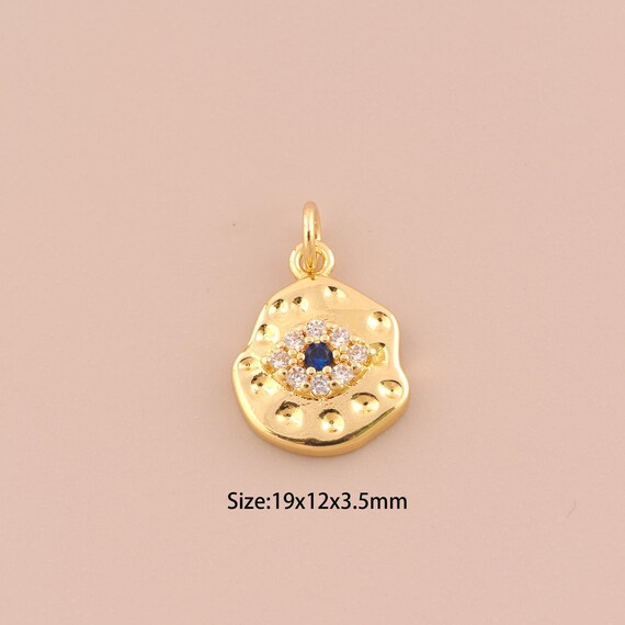 18K Gold Evil Eye Charms,CZ Pave Devil Eye Charms Pendants,Eye Charm for DIY Jewelry Making Supply