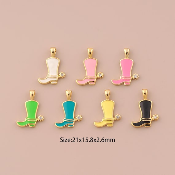 18K Gold Shoe Charms,Enamel Minimalist Charms Pendants,Shoe Charm for DIY Jewelry Making Supply