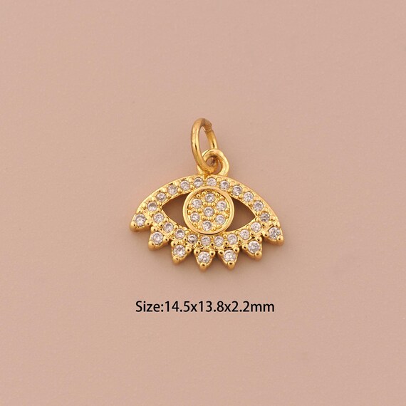 18K Gold Evli Eye Charms,CZ Pave Devil Eye Charms Pendants,Eye Charm for DIY Jewelry Making Supply