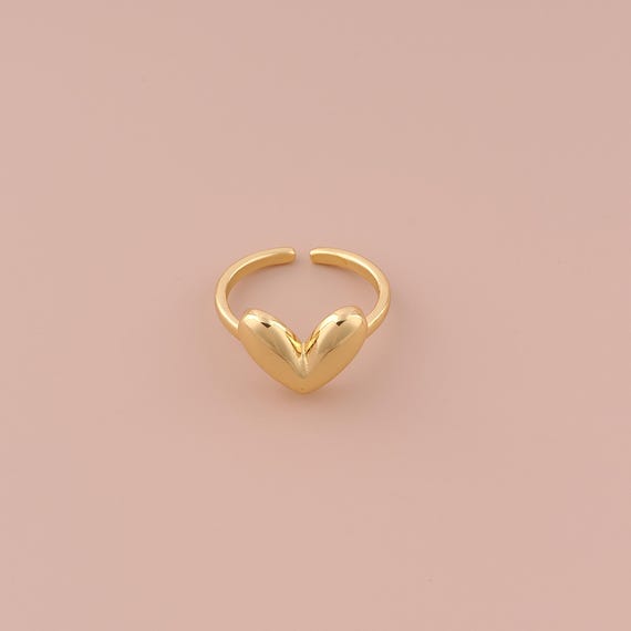 18K Gold Open Rings,Heart Rings,Thick Gold Rings for DIY Jewelry Making Supply