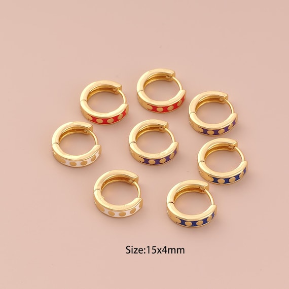 18K Gold Hoop Earrings,Enamel Hugging Hoop Earrings,Hoop Earrings,Hypoallergenic Hoop Earrings,Gift for Her