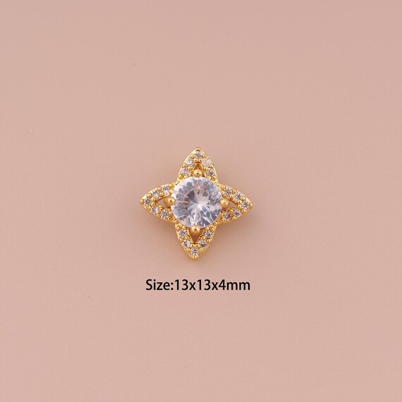 18K Gold Cross Star Charms,CZ Pave Minimalist Charms Pendants,Cross Star Charm for DIY Jewelry Making Supply