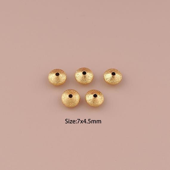 5 pcs 18K Gold Flat Spacer Bead,Minimalist Bead,Round Bead for DIY Jewelry Making Supply