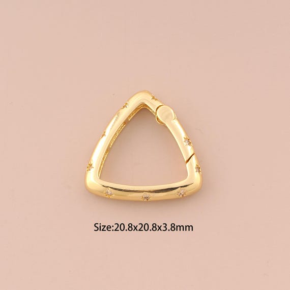 18K Gold Snap Clasp,CZ Pave Triangle Snap Clasp,Push Door Clasp for DIY Jewelry Making Supply