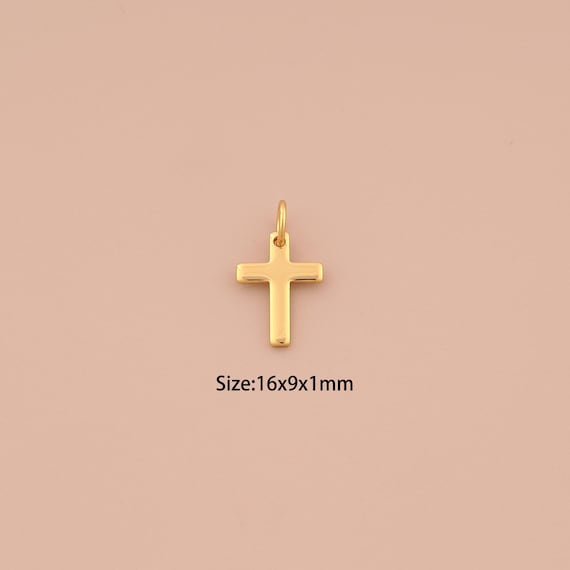 18K Gold Cross Charms,Religious Charms Pendants,Christian Charm for DIY Jewelry Making Supply