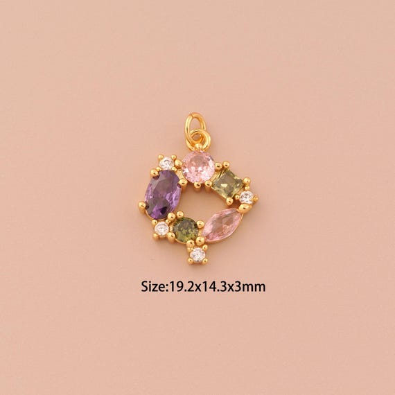 18K Gold Oval Charms,CZ Pave Minimalist Charms Pendants,Round Charm for DIY Jewelry Making Supply
