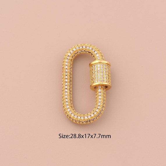 18K Gold Carabiner Clasp,CZ Pave Carabiner Clasp,Carabiner Clasp for DIY Jewelry Making Supply