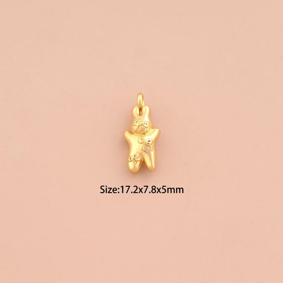 18K Gold Bear Charms,Animal Charms Pendants,Bear Charm for DIY Jewelry Making Supply