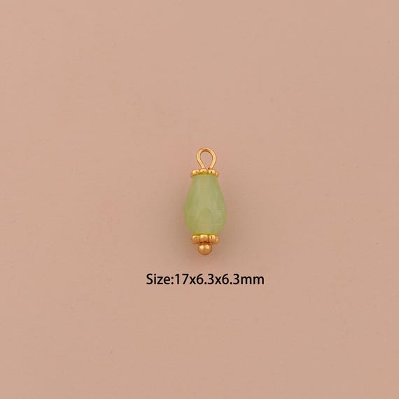 18K Gold Energy Stone Charms,Natural Stone Charms Pendants,Stone Charm for DIY Jewelry Making Supply