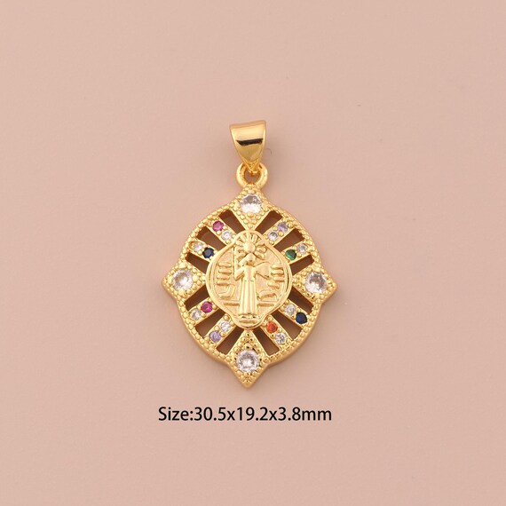 18K Gold Jesus Charms,CZ Pave Religious Charms Pendants,Christian Charm for DIY Jewelry Making Supply