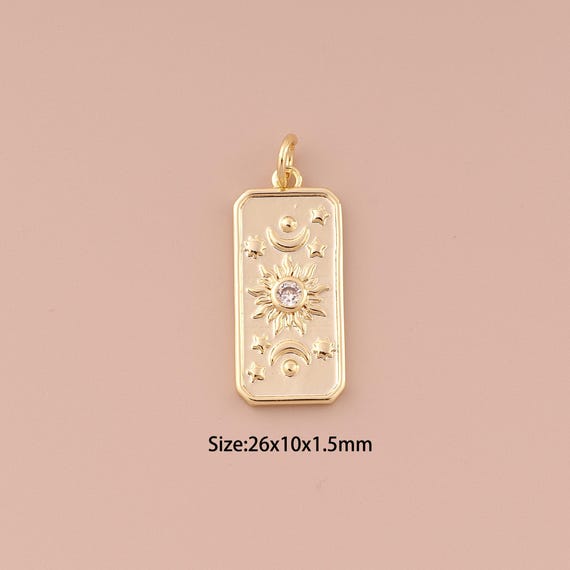 18K Gold Sun Charms,CZ Pave Moon Charms Pendants,Star Charm for DIY Jewelry Making Supply