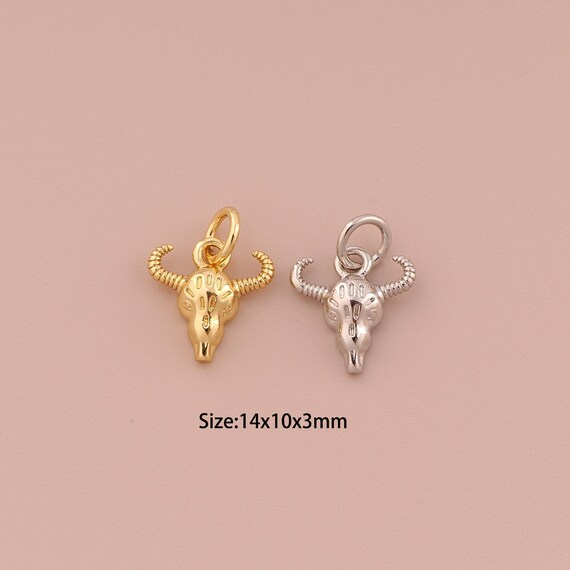 18K Gold Sheep Head Charms,Minimalist Charms Pendants,Sheep Head Charm for DIY Jewelry Making Supply