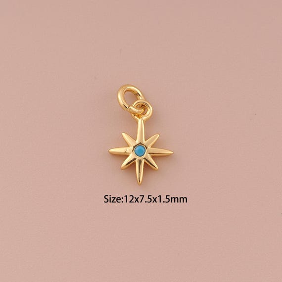 18K Gold Polaris Charms,Minimalist Charms Pendants,Polaris Charm for DIY Jewelry Making Supply