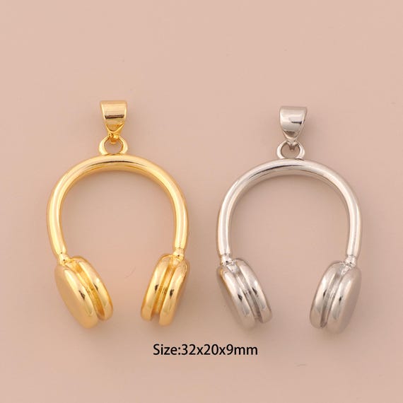 18K Gold Headphone Charms,Headphone Charms Pendants,Headphone Charm for DIY Jewelry Making Supply