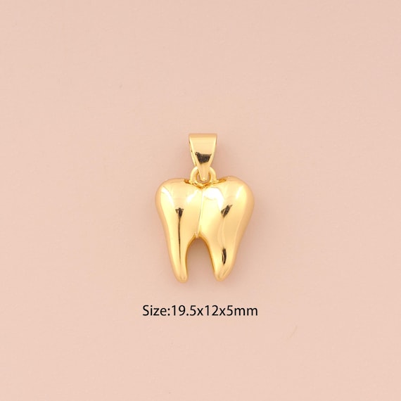 18K Gold Tooth Charms,Minimalist Charms Pendants,Tooth Charm for DIY Jewelry Making Supply