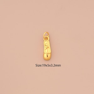 18K Gold Ballet Flat Shoe Charms,Dance Flats Shoes Charms Pendants,Flat Shoe Charm for DIY Jewelry Making Supply