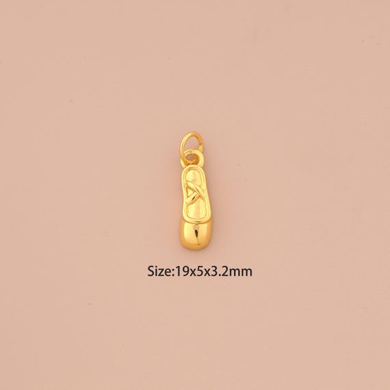 18K Gold Ballet Flat Shoe Charms,Dance Flats Shoes Charms Pendants,Flat Shoe Charm for DIY Jewelry Making Supply