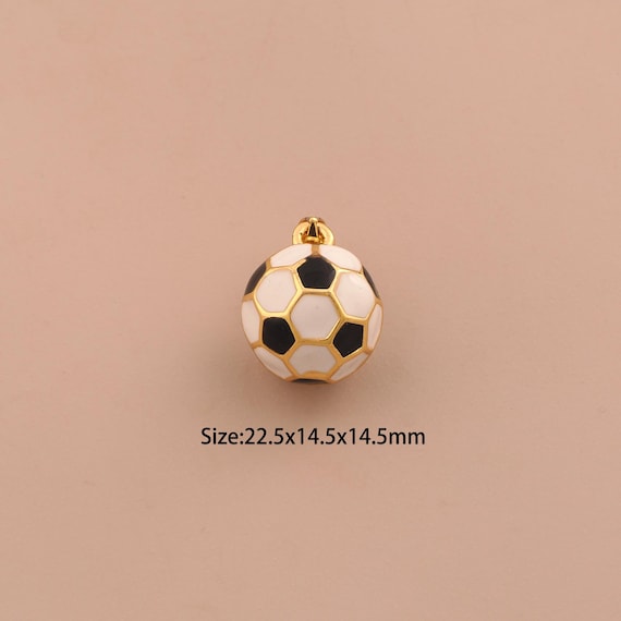 18K Gold Football Charms,Enamel Sports Charms Pendants,Ball Charm for DIY Jewelry Making Supply