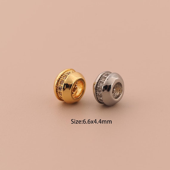 18K Gold Ball Spacer Bead,CZ Pave Minimalist Bead,Ball Bead for DIY Jewelry Making Supply